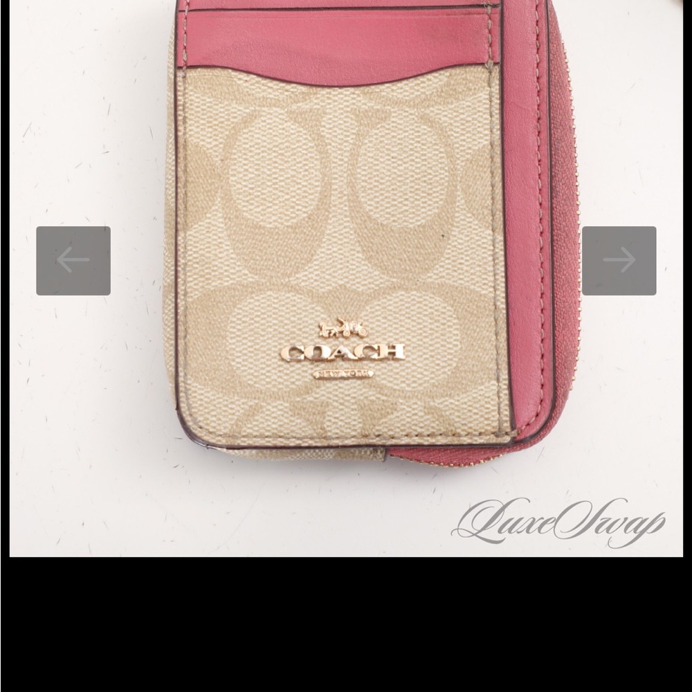 Coach Beige and Pink Card Holder